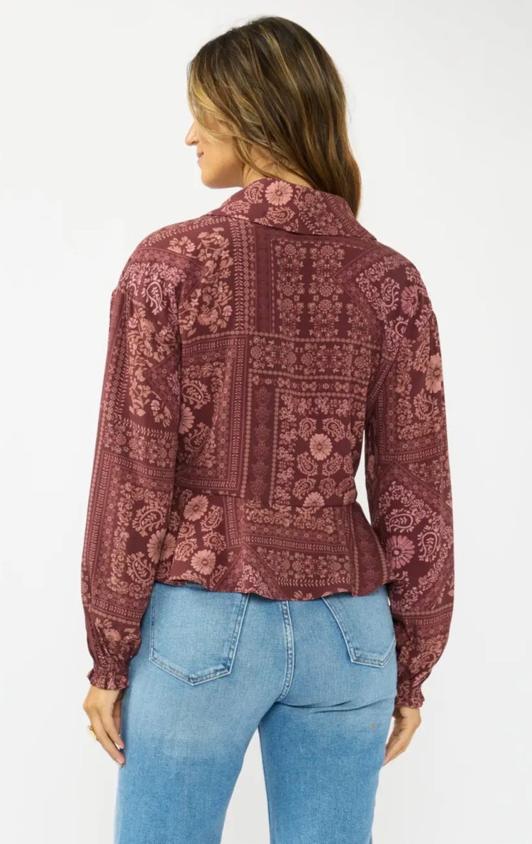 I-15839 Front Tie Peplum Top