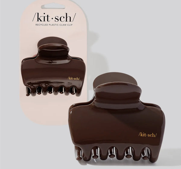 64990 Recycled Plastic Puffy Claw Clip- Chocolate
