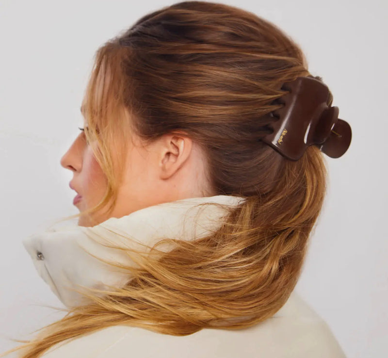 64990 Recycled Plastic Puffy Claw Clip- Chocolate