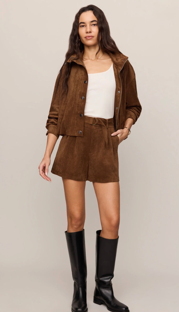 ZS263349 Ivory Suede Saddle Short