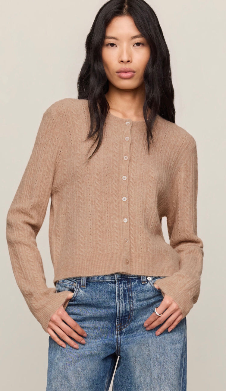 ZW263444 Medina Pointelle Cardigan - Macaroon