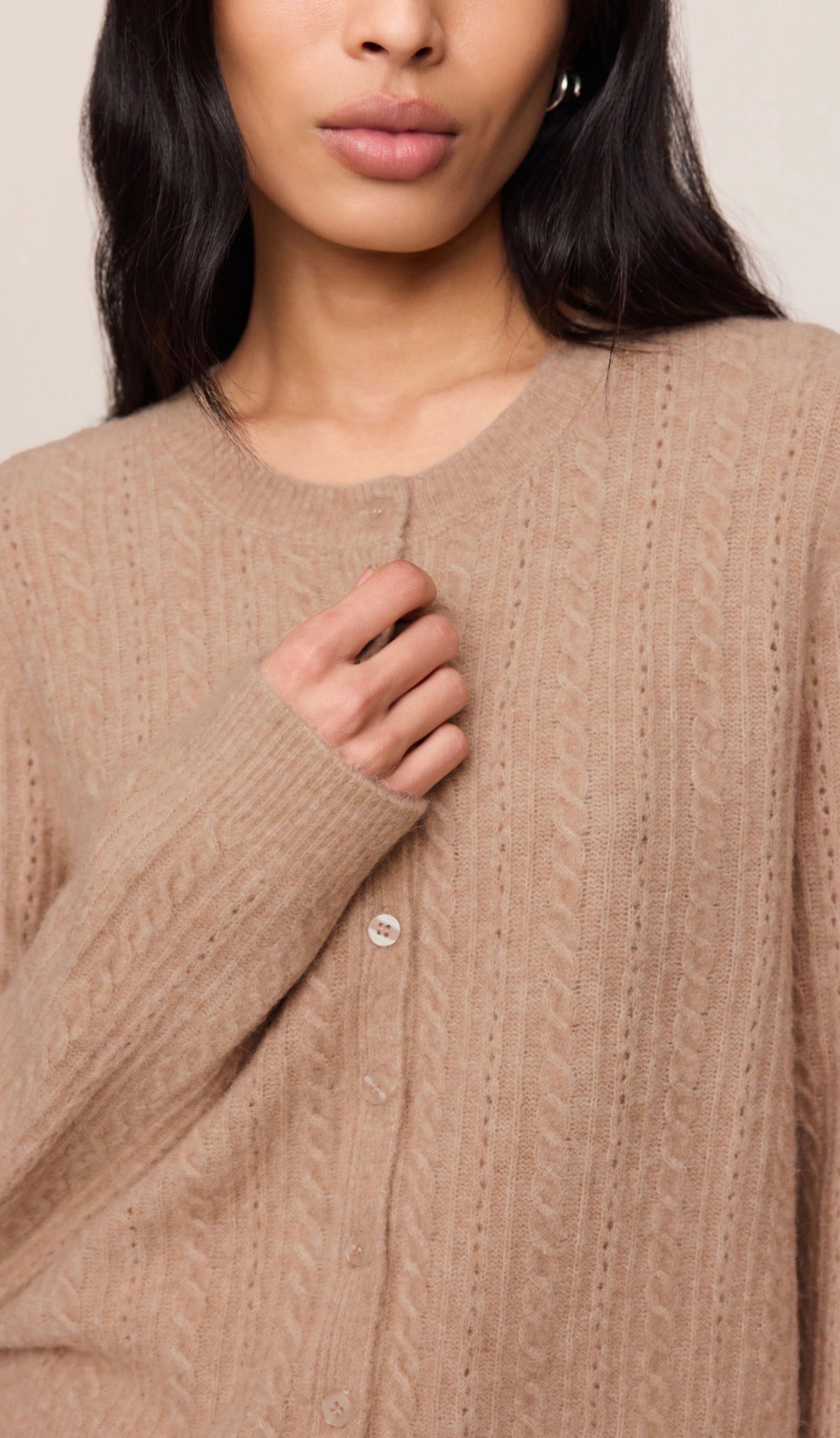 ZW263444 Medina Pointelle Cardigan - Macaroon