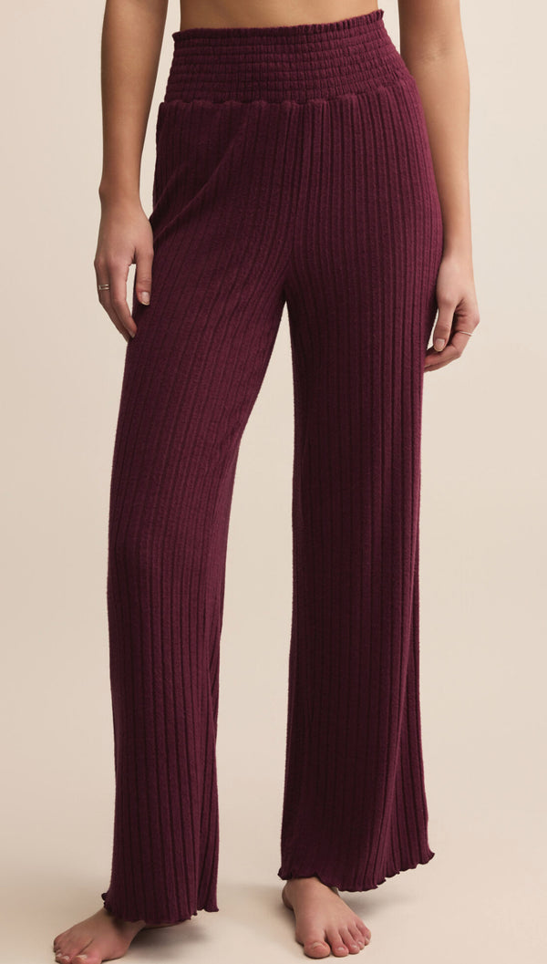 ZLP253824 Dawn Smocked Rib Pant Merlot