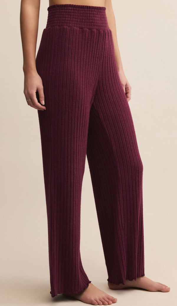 ZLP253824 Dawn Smocked Rib Pant Merlot