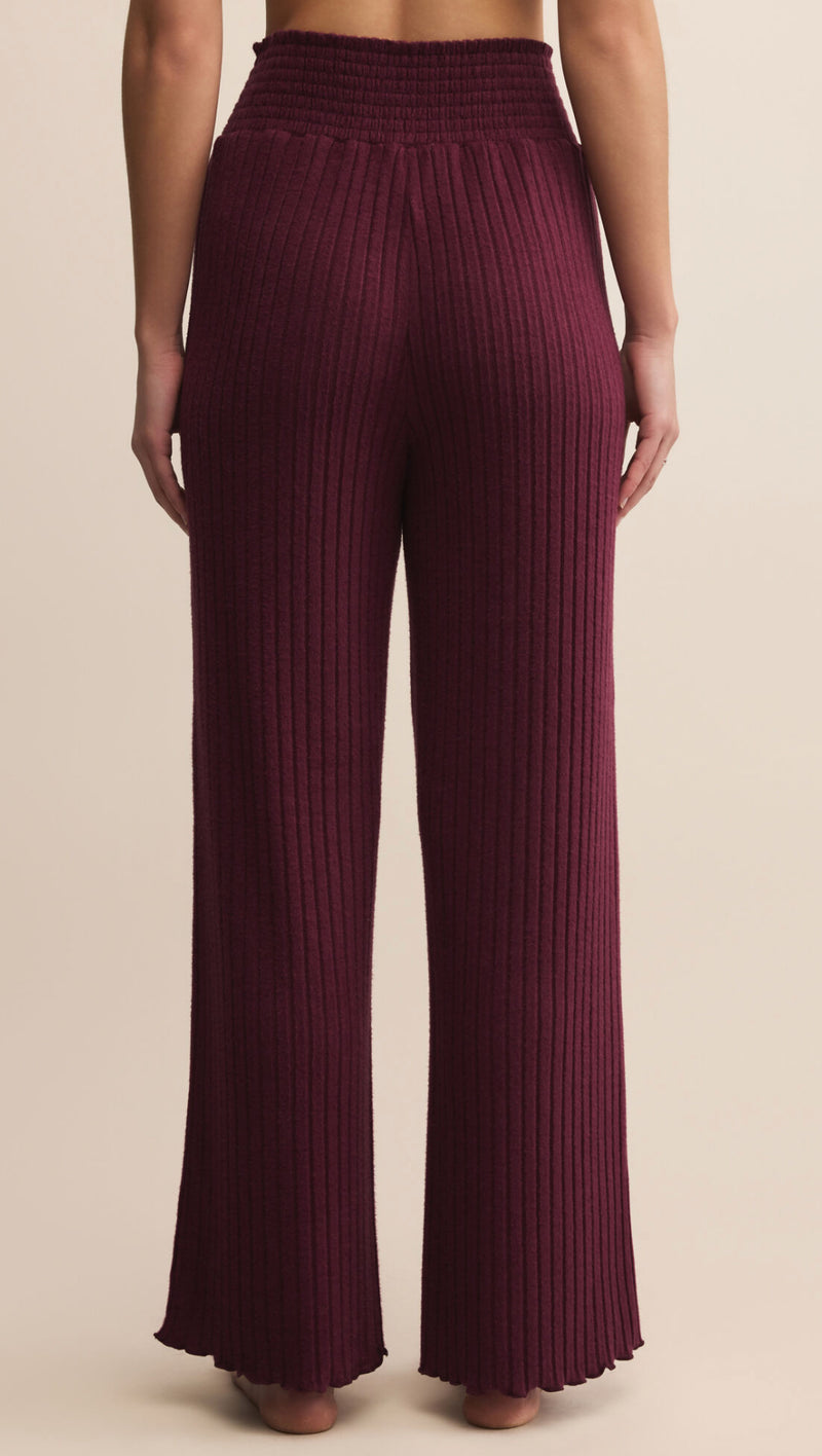 ZLP253824 Dawn Smocked Rib Pant Merlot