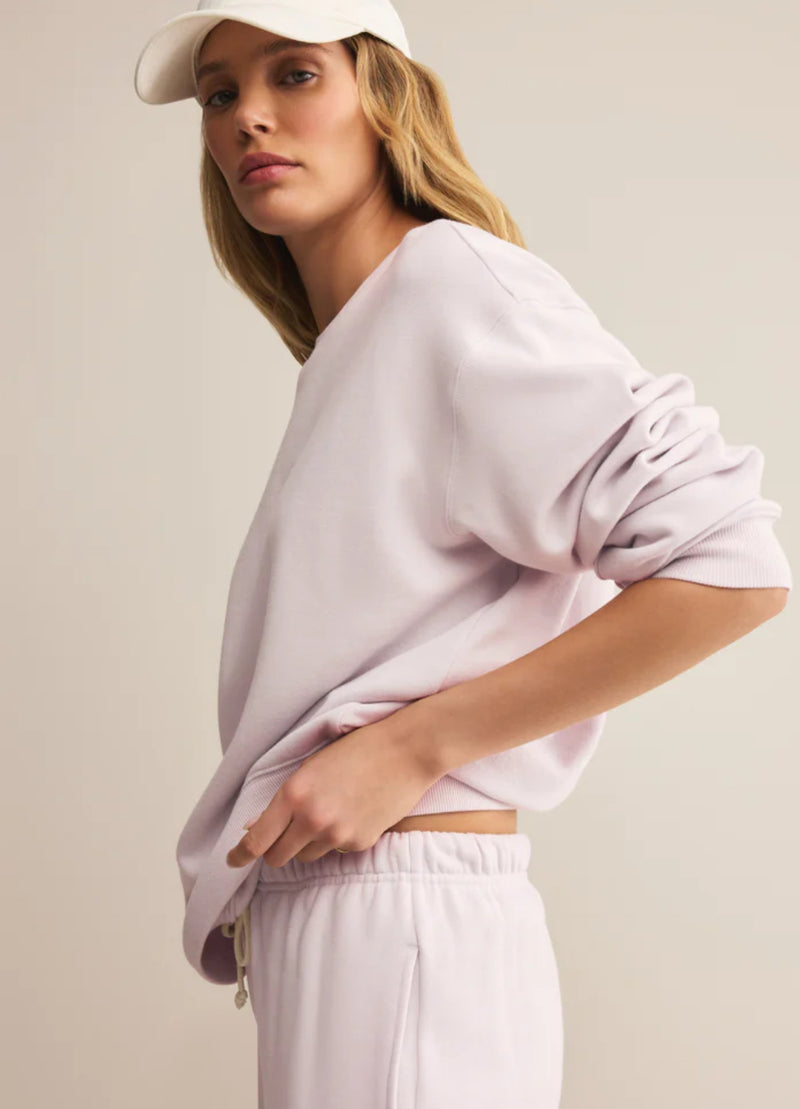 ZT253861 Classic Boyfriend Sweatshirt - Lavender Ice