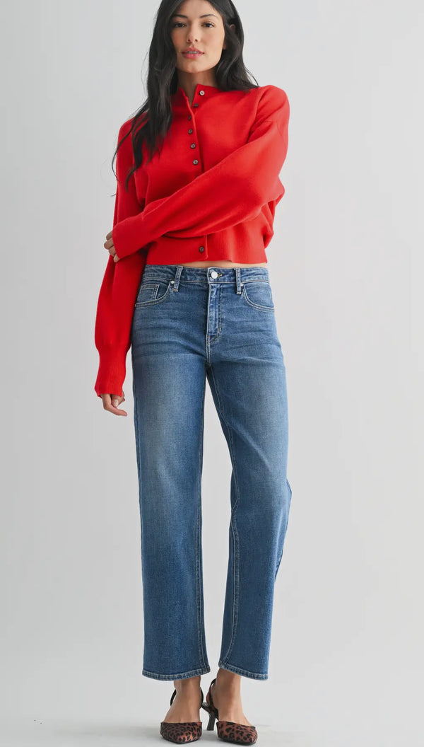 BP511J-Med Mid Rise Slim Wide Leg Jean