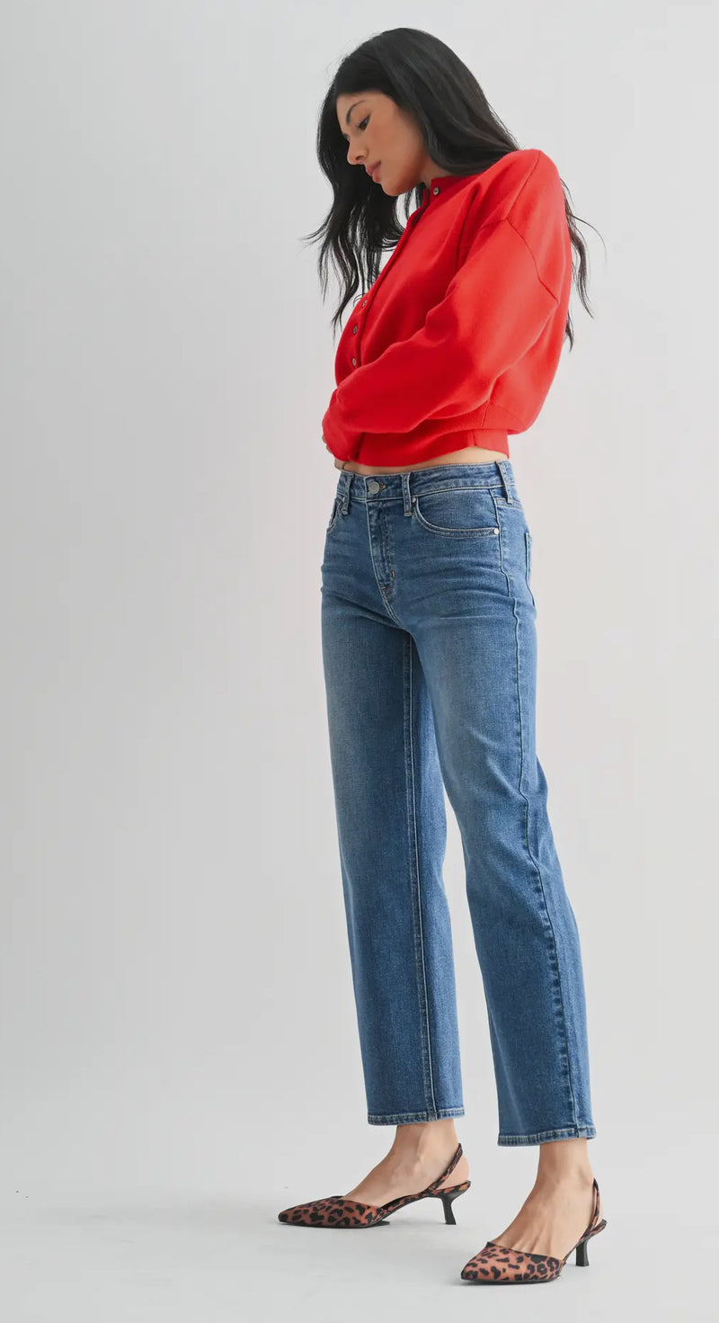 BP511J-Med Mid Rise Slim Wide Leg Jean