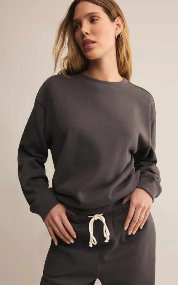 ZT253861 Classic Boyfriend Sweatshirt - Washed Black