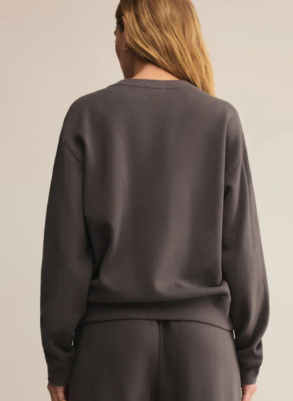 ZT253861 Classic Boyfriend Sweatshirt - Washed Black