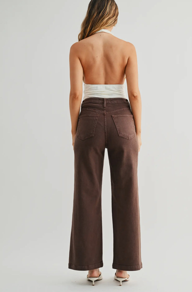 BP433j Brown Patch Pocket Wide Leg Jean