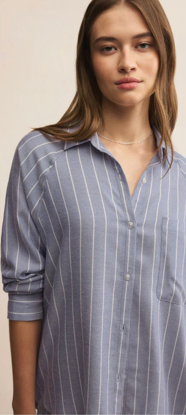 ZT253834 River Plaid Button Up - Blue Velvet