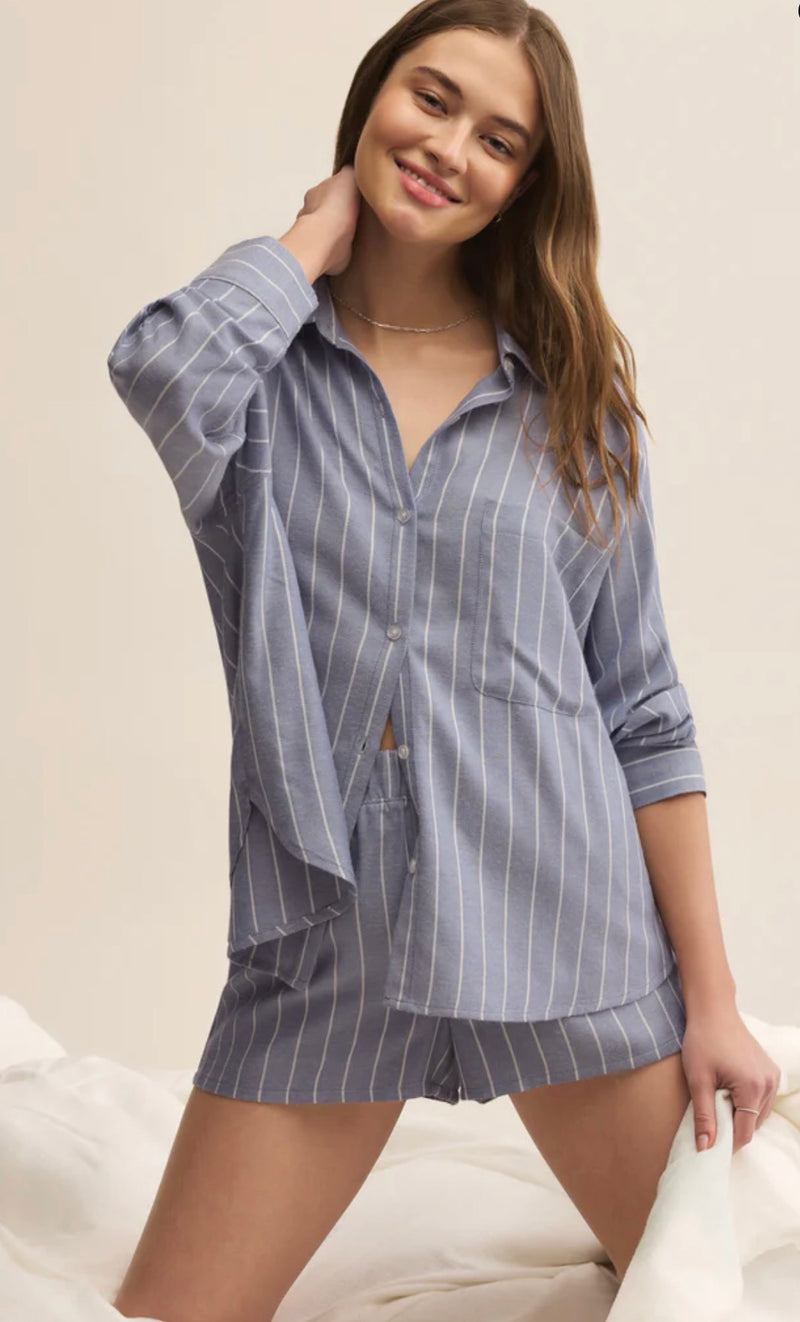 ZT253834 River Plaid Button Up - Blue Velvet