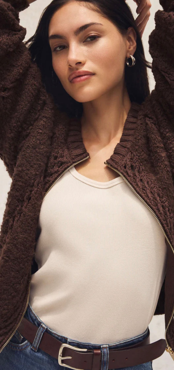 ZJ253365 Sundance Sweater Jacket-Chocolate Cherry