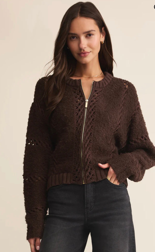 ZJ253365 Sundance Sweater Jacket-Chocolate Cherry
