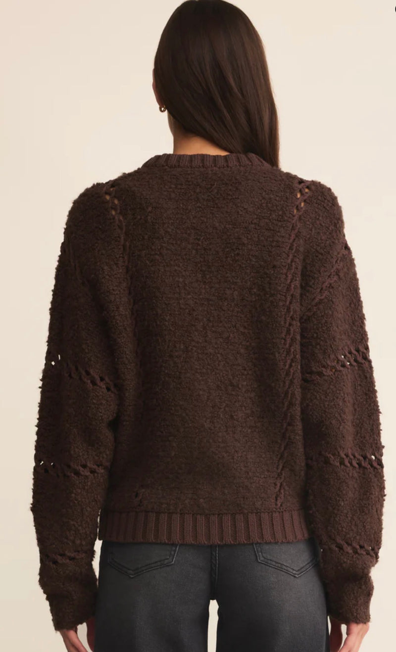 ZJ253365 Sundance Sweater Jacket-Chocolate Cherry