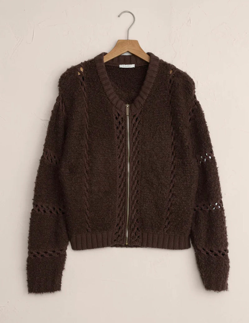 ZJ253365 Sundance Sweater Jacket-Chocolate Cherry