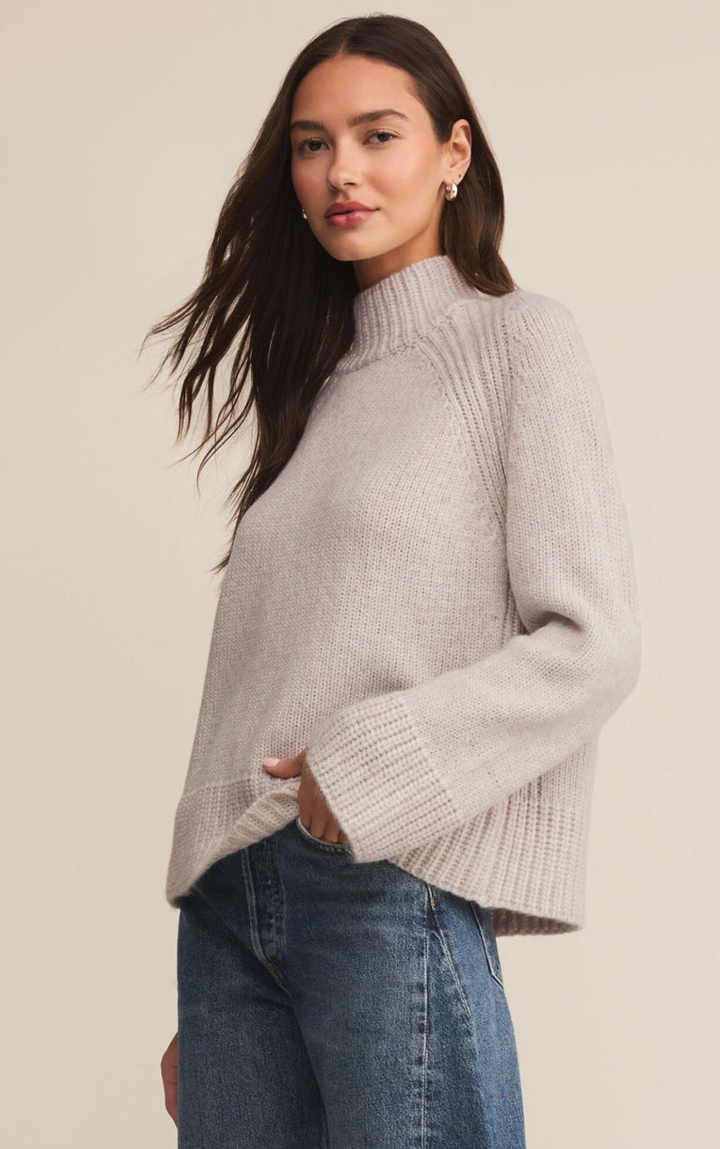 ZW254539 Emerge Funnel Neck Sweater- Turtle Dove