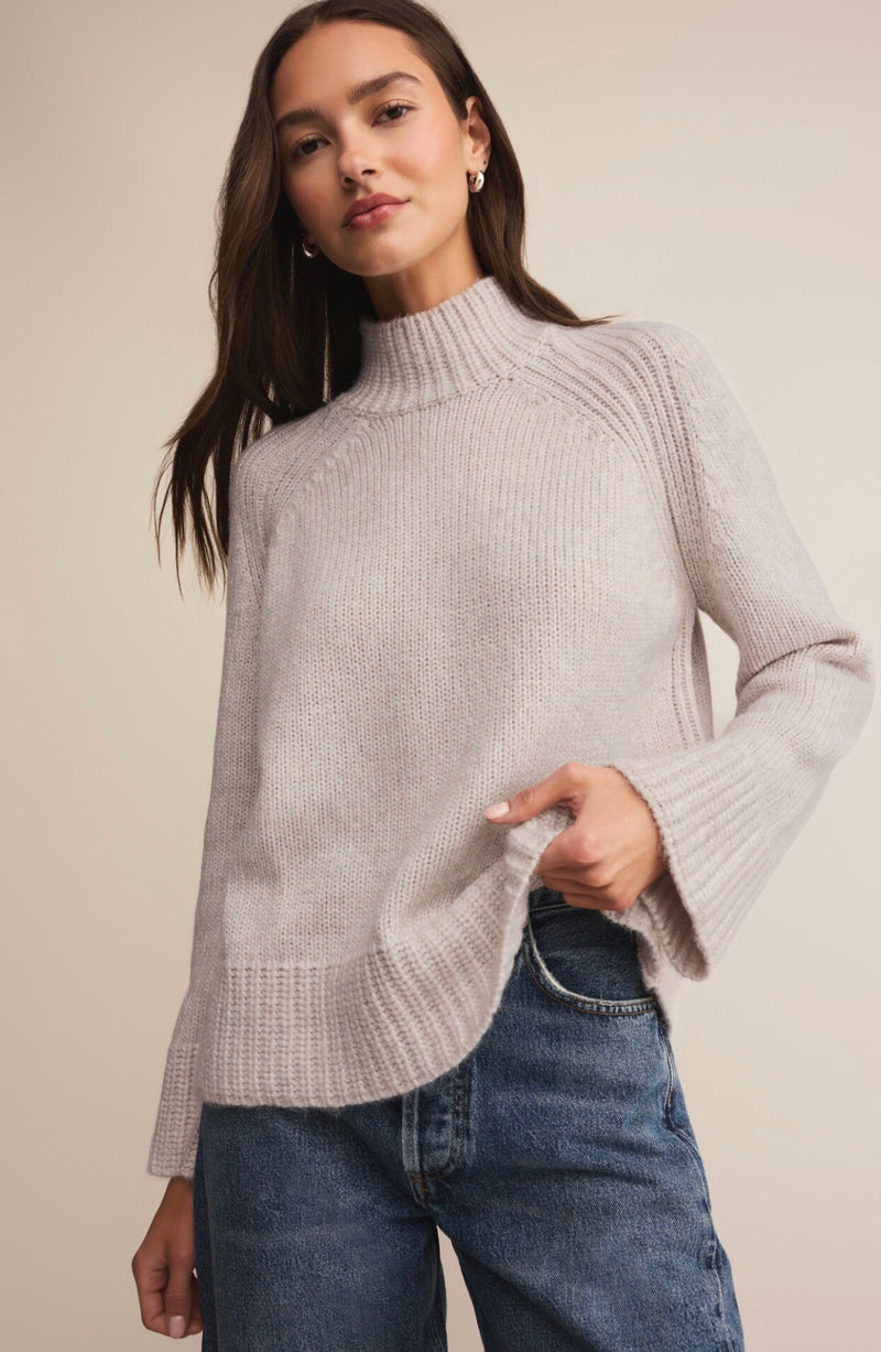 ZW254539 Emerge Funnel Neck Sweater- Turtle Dove