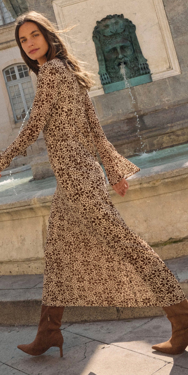 ZD254887 Campbell Floral Maxi Dress-Chocolate Cherry