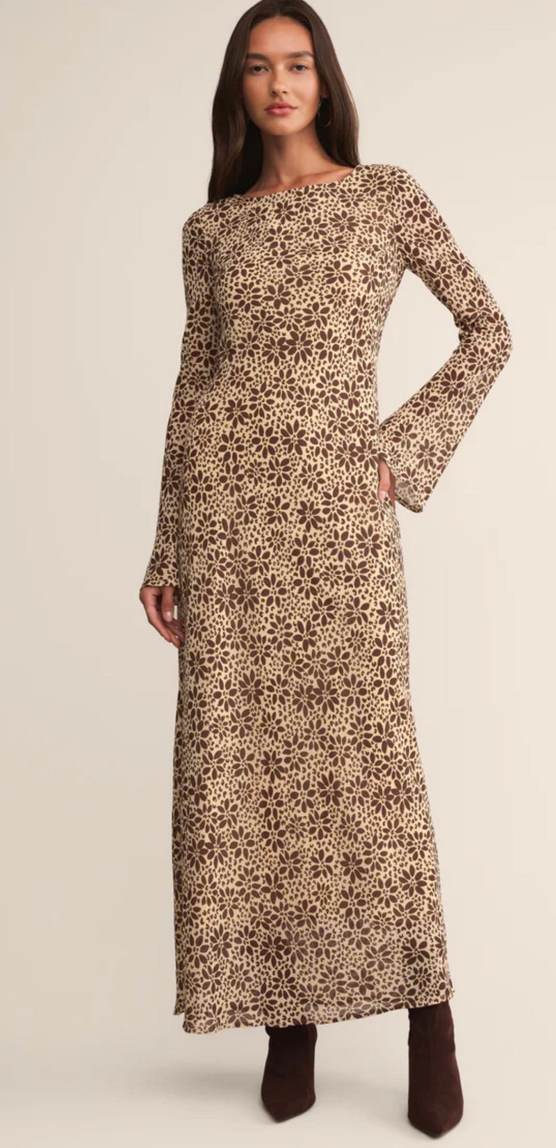 ZD254887 Campbell Floral Maxi Dress-Chocolate Cherry
