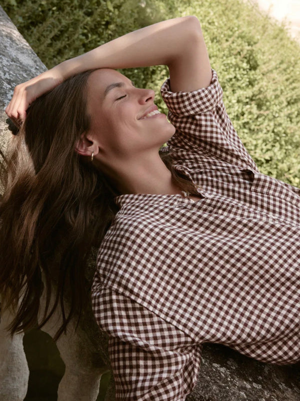 ZT253834 River Plaid Button Up- Chocolate Cherry