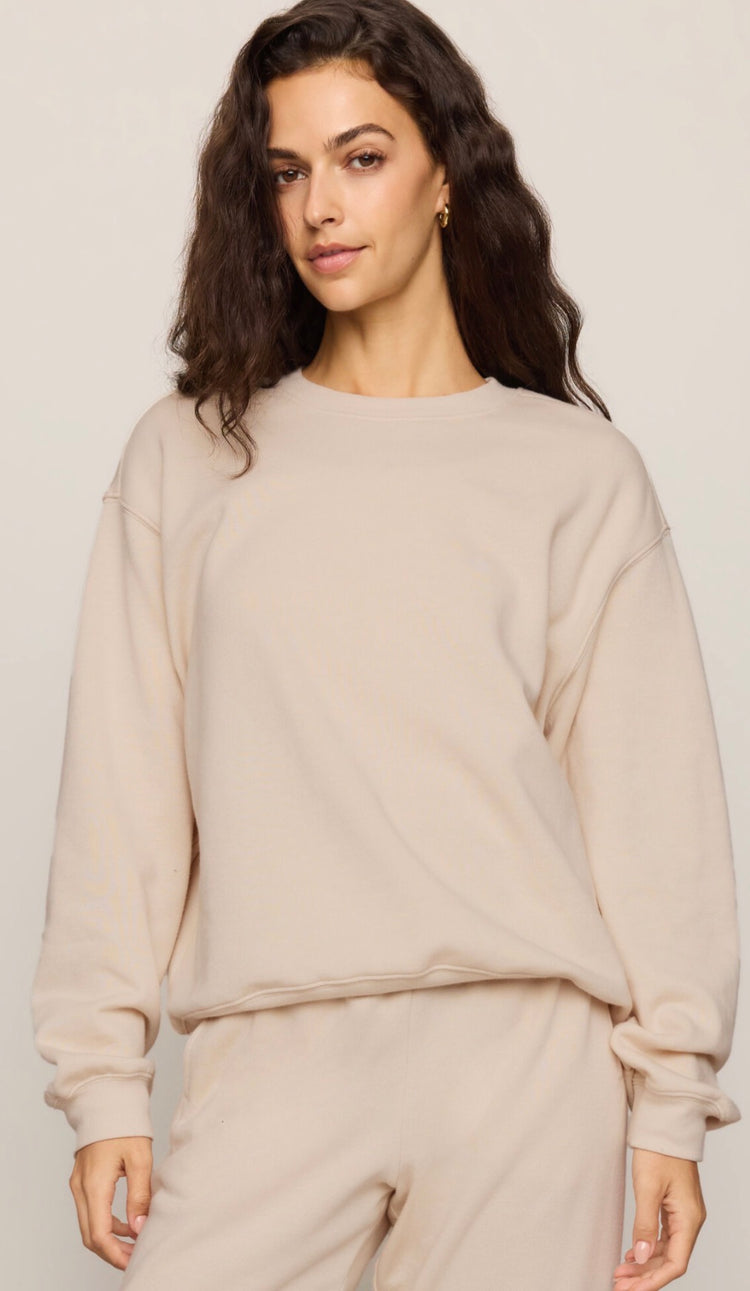 ZT254924 Classic Boyfriend Sweatshirt-Frosted Pearl