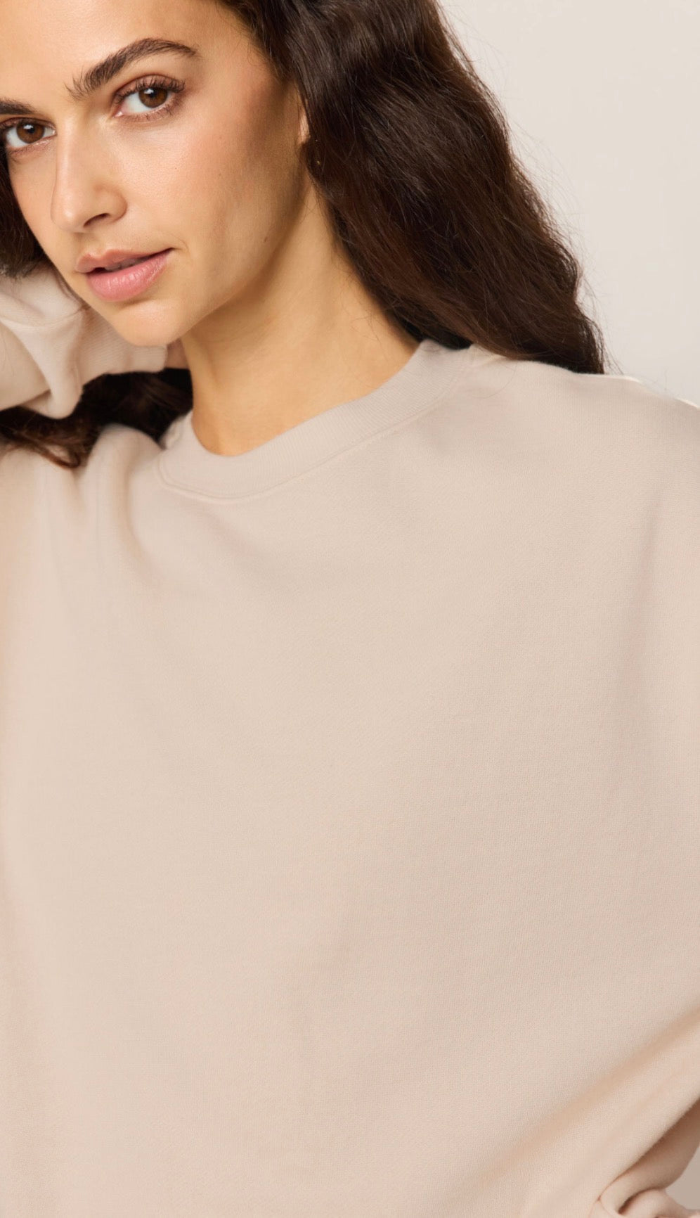 ZT254924 Classic Boyfriend Sweatshirt-Frosted Pearl
