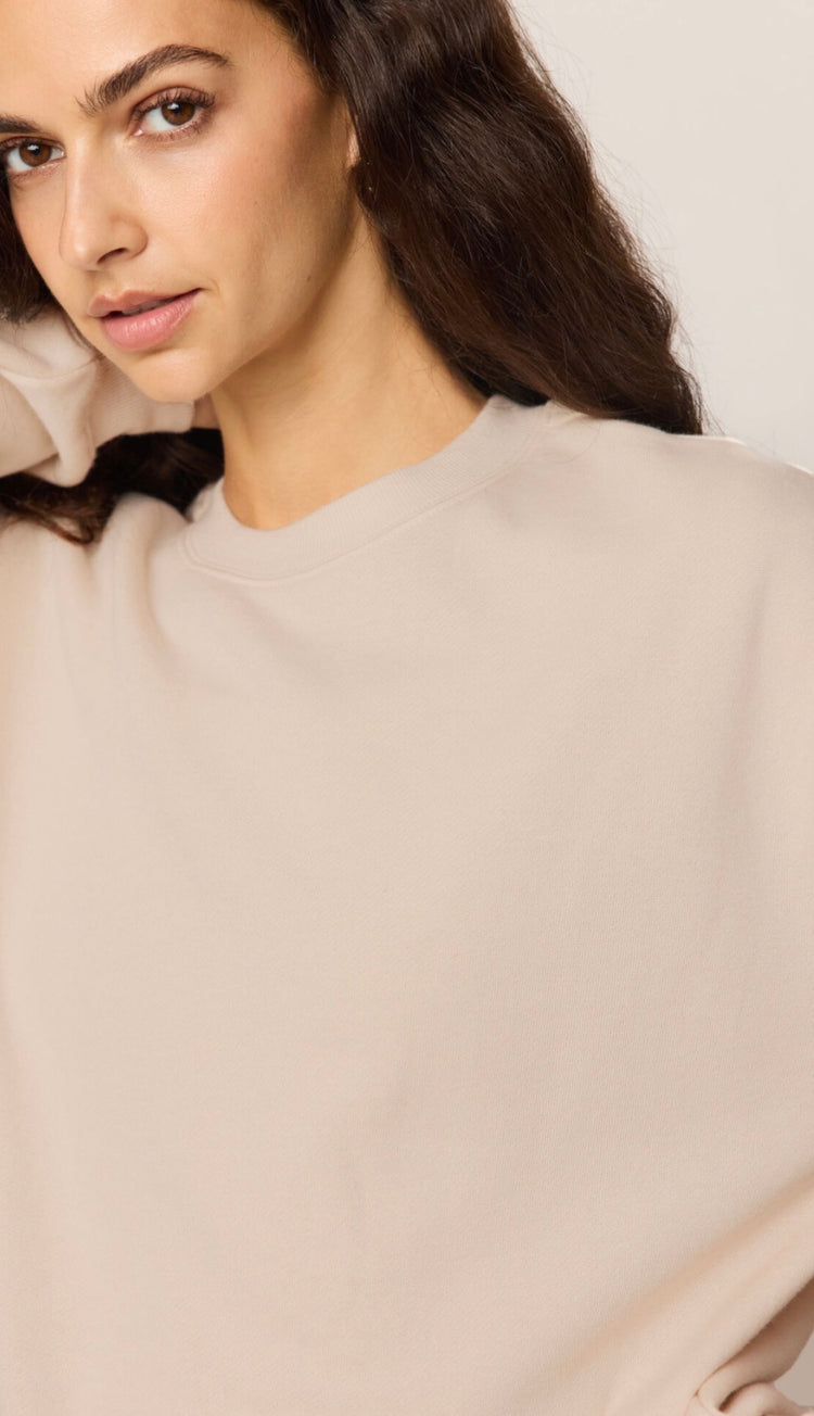 ZT254924 Classic Boyfriend Sweatshirt-Frosted Pearl