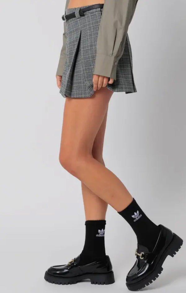 2206-46LSH Pleated Plaid Mini Skirt