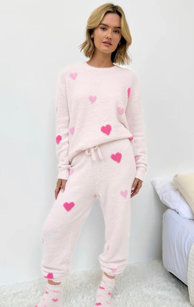RPF1230SE Fuzzy Lounge Set Pink Hearts