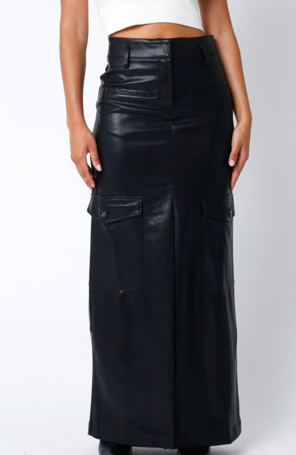 2305-202lsh Faux Leather Maxi Skirt