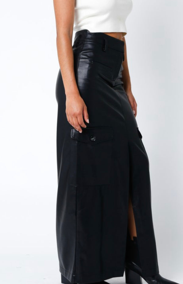 2305-202lsh Faux Leather Maxi Skirt