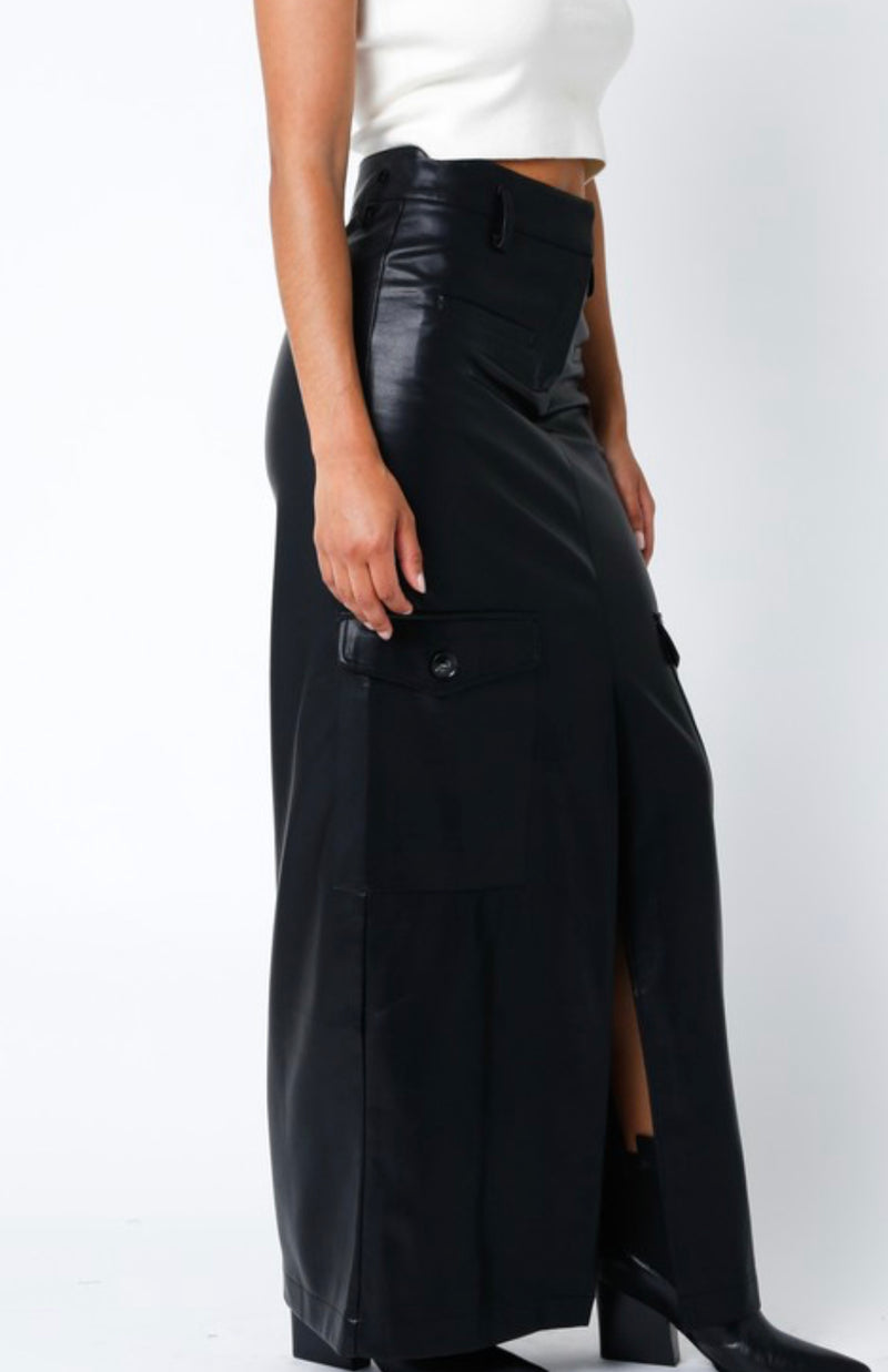 2305-202lsh Faux Leather Maxi Skirt