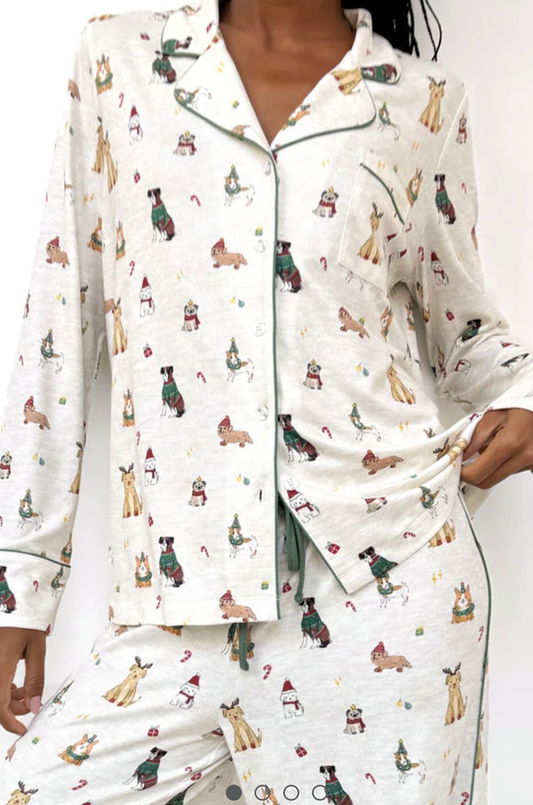 RPF2037SE Flora Pillow Soft Santa Paws Pajama Set