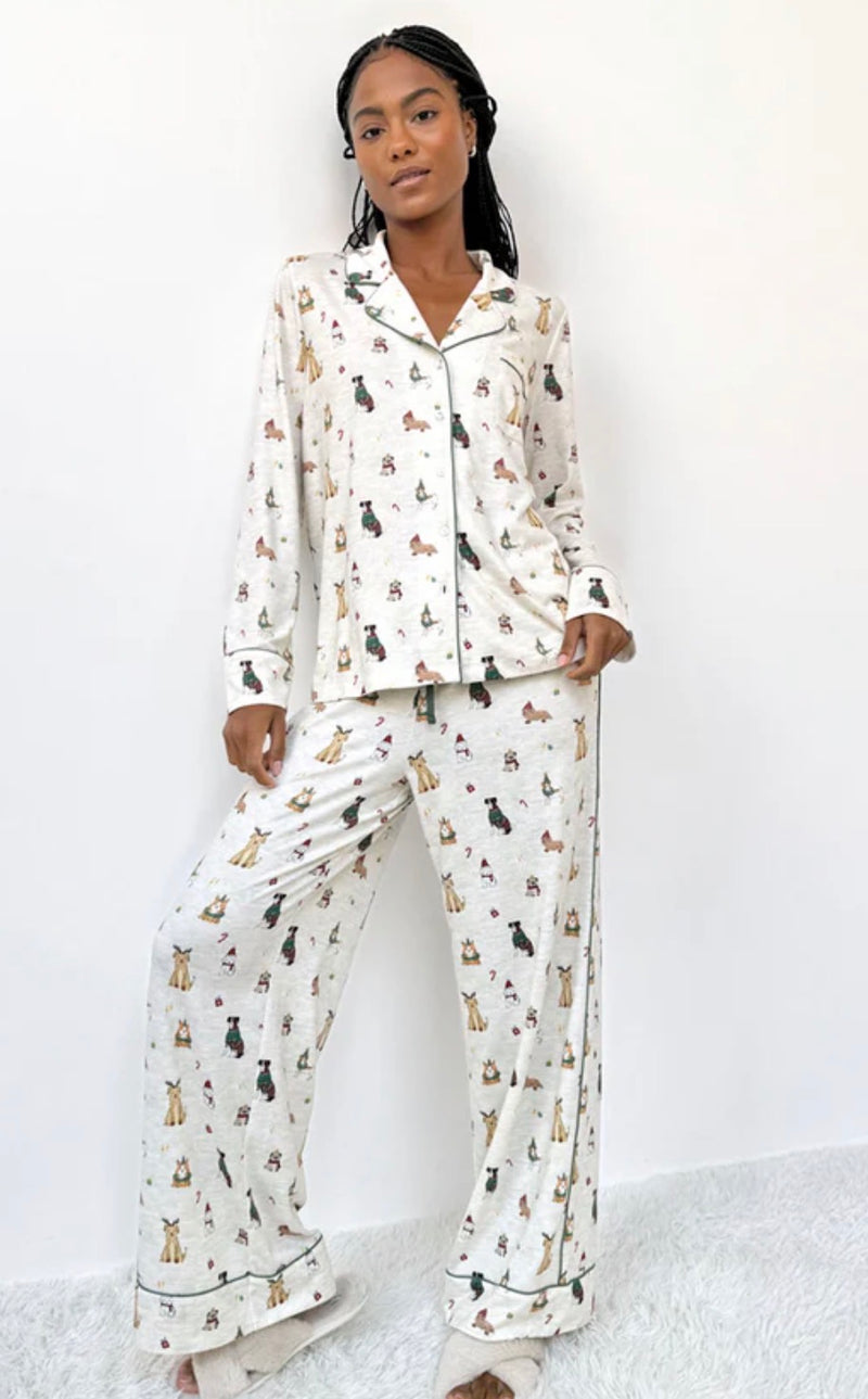 RPF2037SE Flora Pillow Soft Santa Paws Pajama Set
