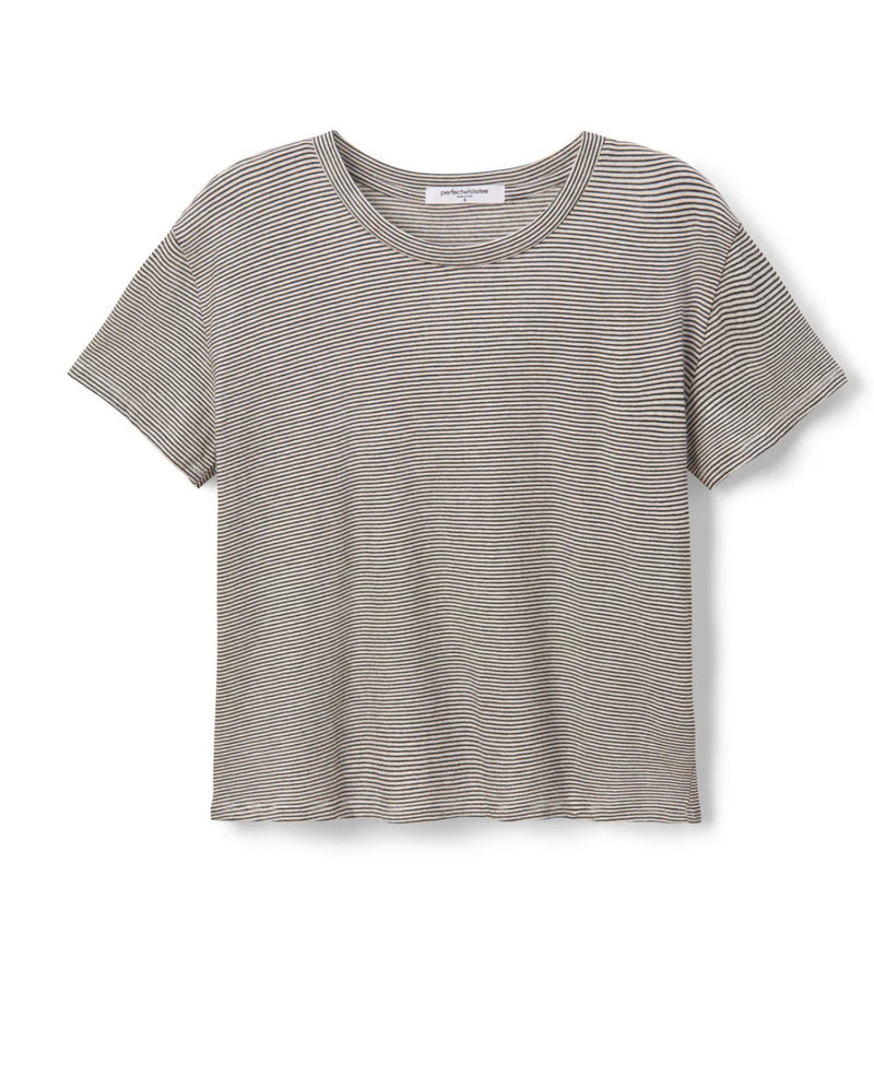 T68-Harley SS Boxy Tee- Ivory/Black Stripe