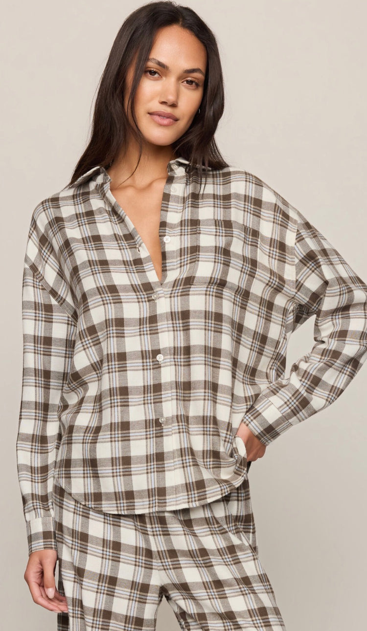 ZT253834 River Plaid Button Up Top
