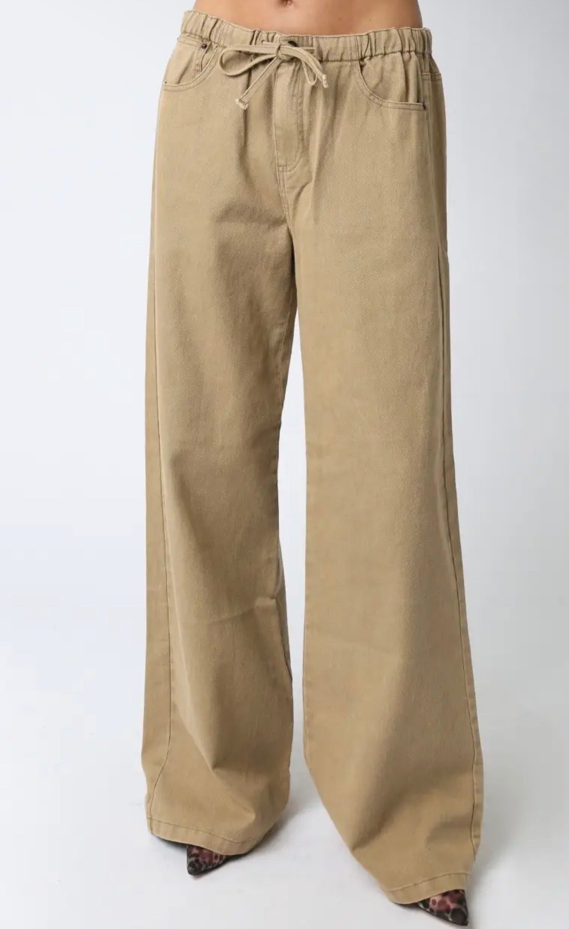 Kaylynn Drawstring Pant- Taupe