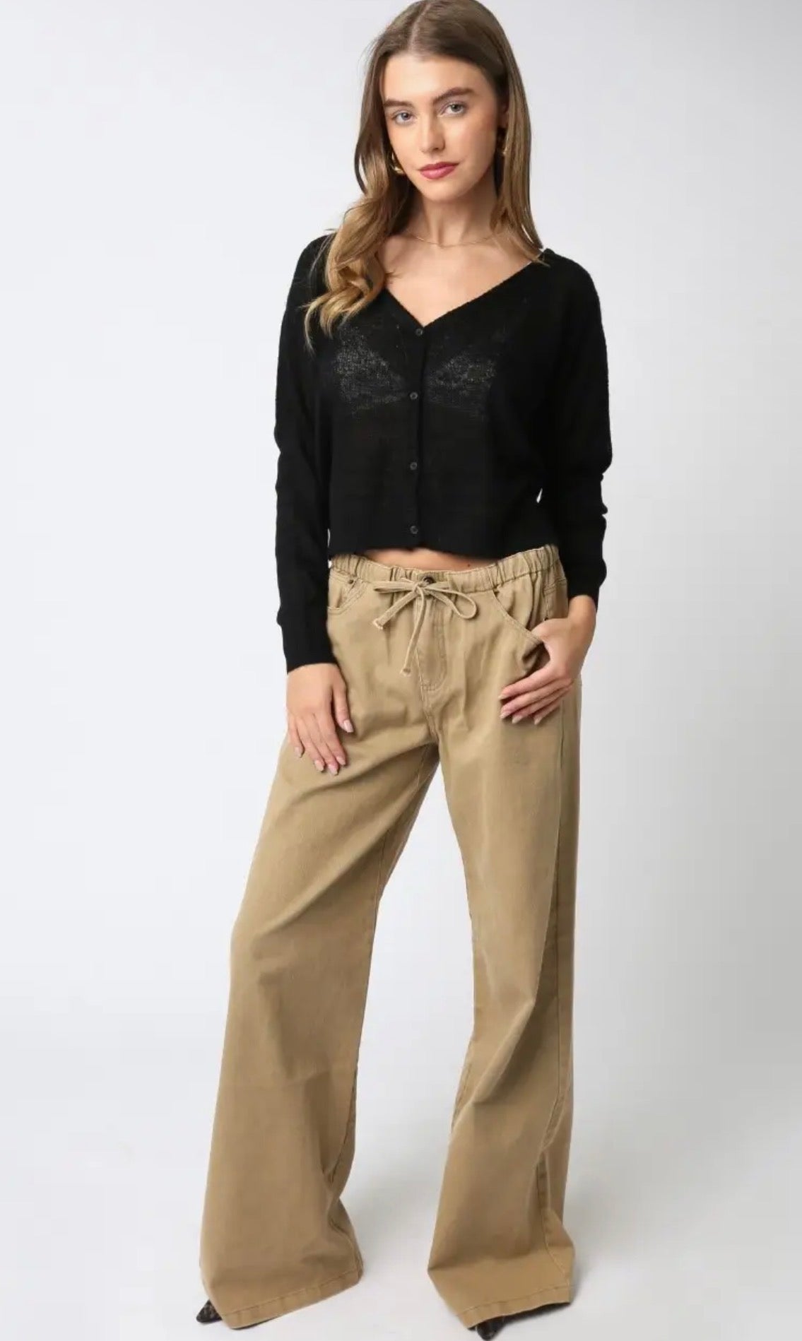 Kaylynn Drawstring Pant- Taupe