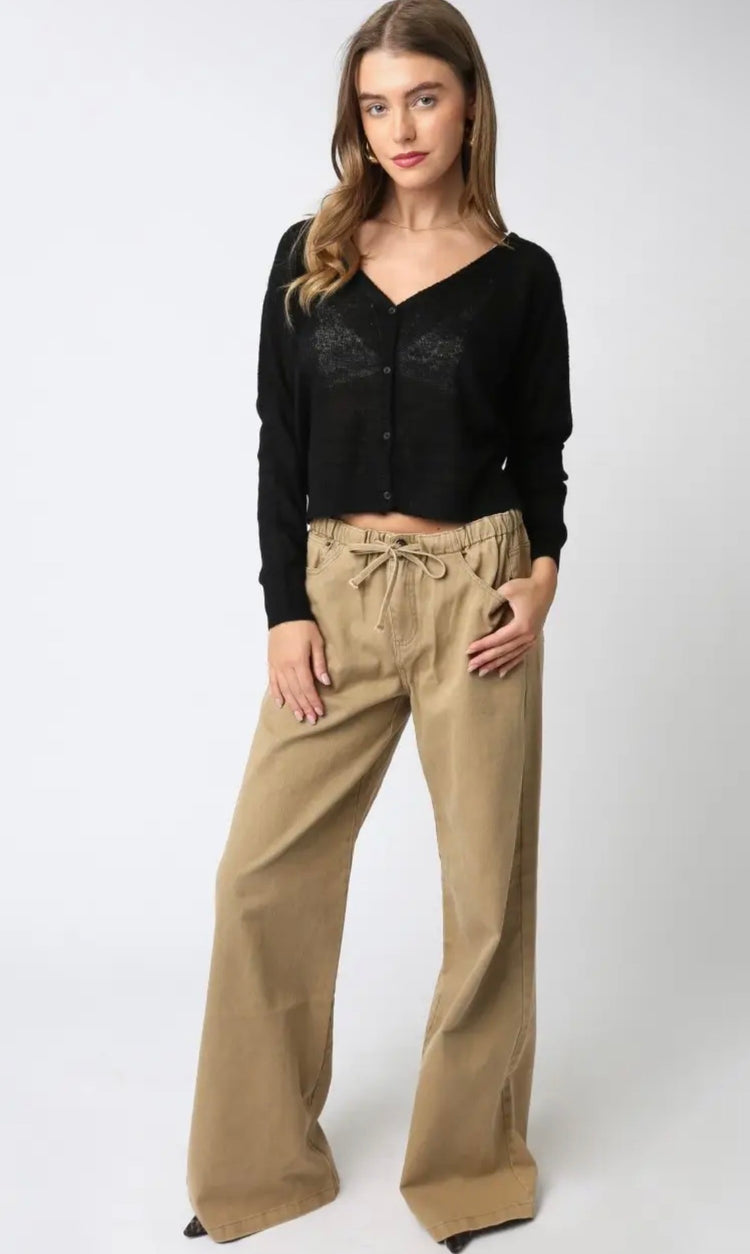 Kaylynn Drawstring Pant- Taupe
