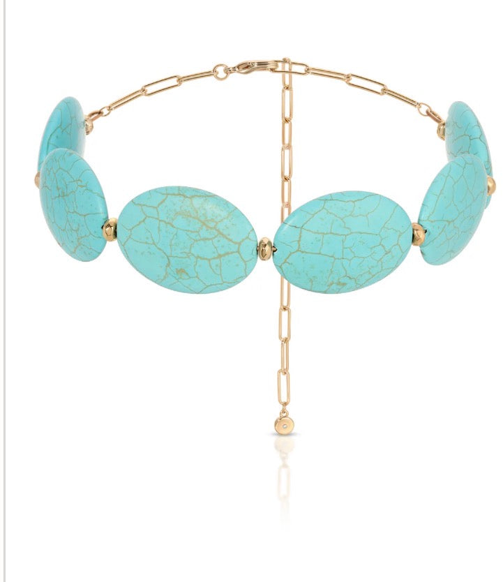 CH1036 Oval Turquoise Choker