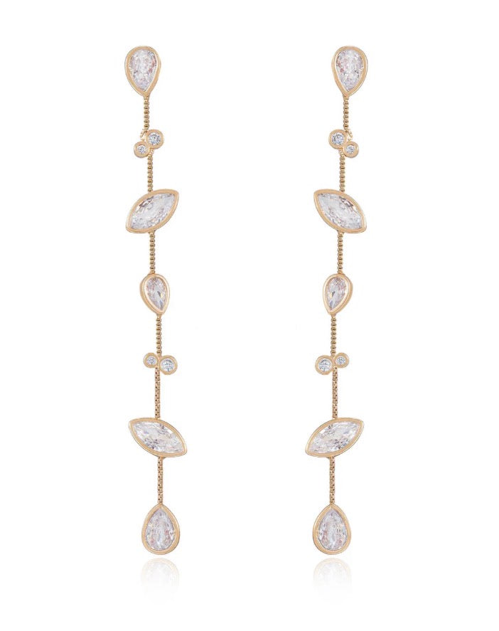 E4183 Falling Bezel Earrings