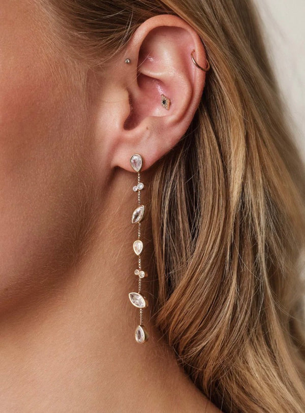 E4183 Falling Bezel Earrings