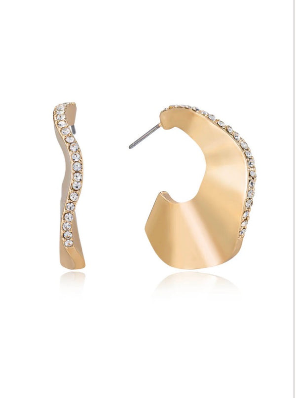 E4273 Ripple Pave Hoop Earring