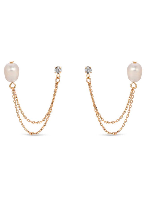 E4504 Double Freshwater Pearl Earrings