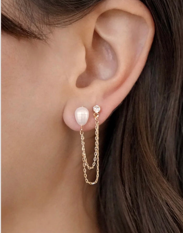 E4504 Double Freshwater Pearl Earrings