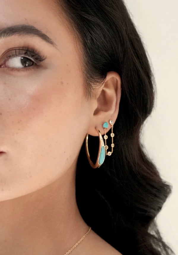 E4992 Double Turquoise Piercing Earring