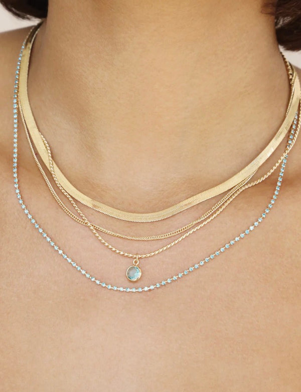 N2415. Aqua All The Chains Layered Necklace