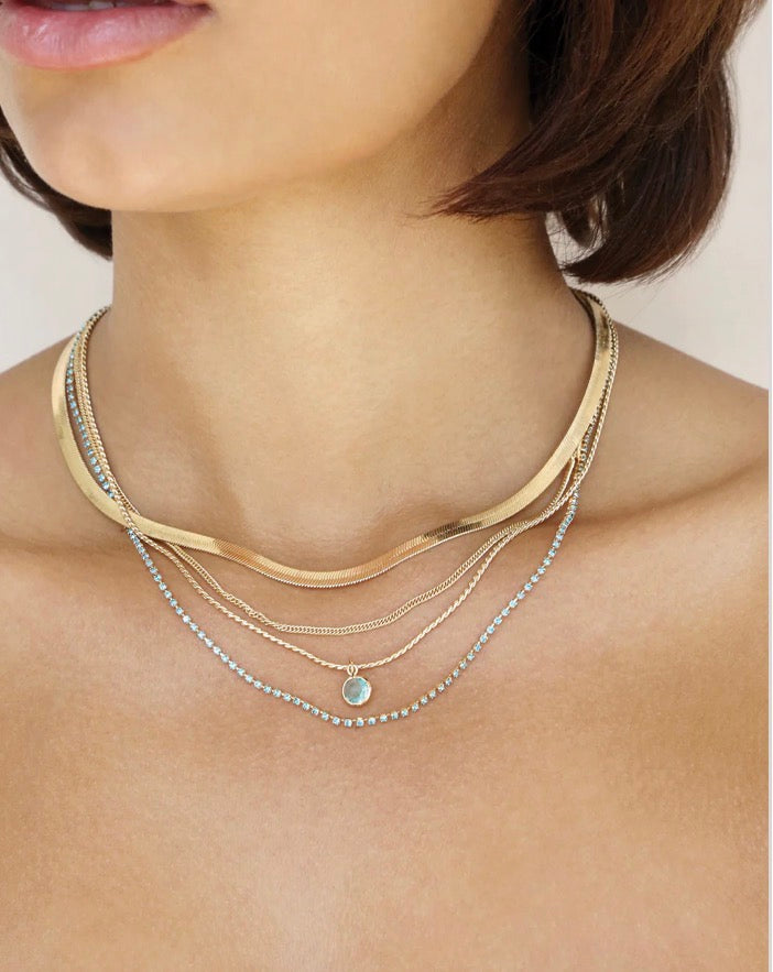 N2415. Aqua All The Chains Layered Necklace